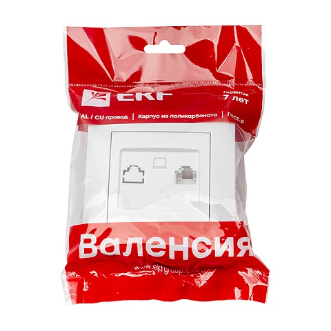EKF PROxima Валенсия розетка компьютерная RJ-45 1-местная белая