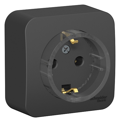 Systeme Electric Blanca наруж Антрацит Розетка с/з без шторок, (тонкая) 16А, 250В, изолир. пластина