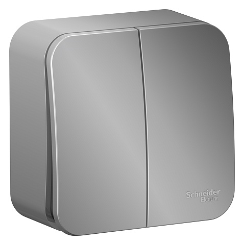 Systeme Electric Blanca наруж Алюминий Выключатель 2-клавишный 10А, 250B, изолир. пластина