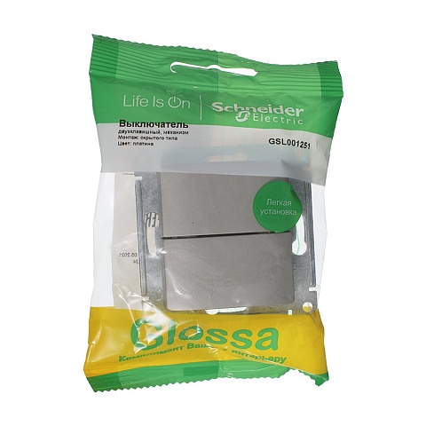Systeme Electric Glossa Платина Выключатель 2-клавишный, сх.5, 10AX
