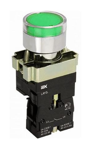 IEK LAY5 Кнопка управления LAY5-BW3361 с подсветкой зеленый 1з