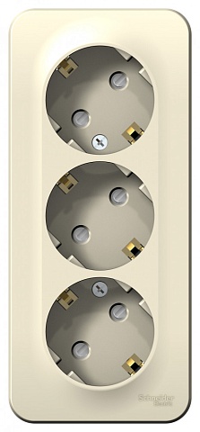 Systeme Electric Blanca наруж Молочная Розетка 3-ая с/з со шторками 16А, 250В, изолир. пластина