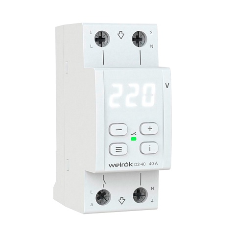 Welrok D2-40 Реле напряжения 40 А (max 50 A) 8 800 ВА, 3х клеммные
