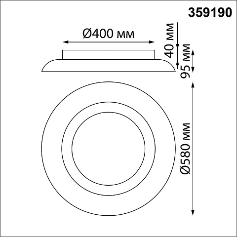 Novotech 359190 OVER NT23 000 черный Светильник накладной диммируемый, в комплекте пульт ДУ IP20 LED 3000К~6000К 48W 220-240V WELLE