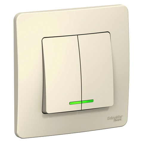 Systeme Electric Blanca внутр Молочный Выключатель 2-клавишный с подсветкой, 10А, 250B