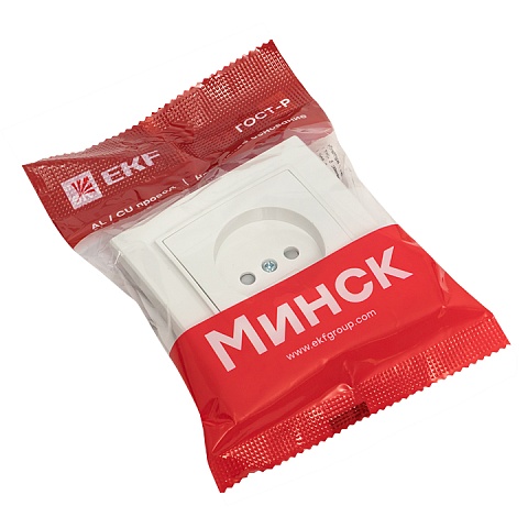 EKF Basic Минск Белый Розетка б/з, со шторками, 10А, СП