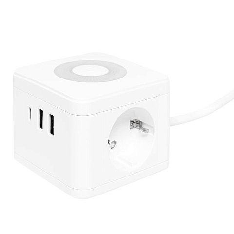 EKF PROxima Удлинитель "Куб" 2 гнезда 2USB 2,4А+Type C + Ночник 1,3 метра 1мм2