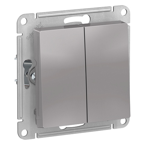 Systeme Electric AtlasDesign Алюминий Выключатель 2-клавишный сх.5, 10АХ, механизм