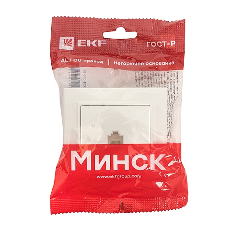 EKF Basic Минск Белый Розетка RJ-45, СП