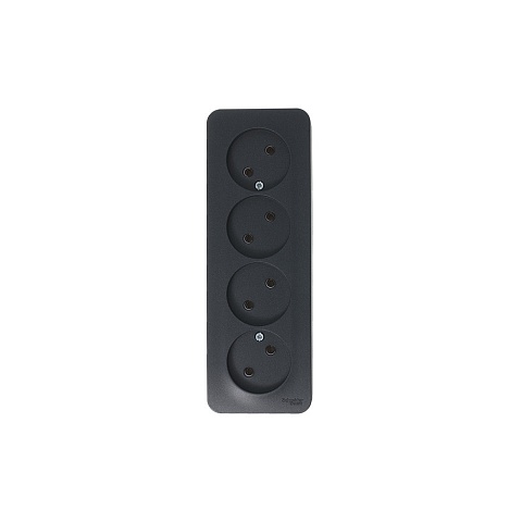 Systeme Electric Blanca наруж Антрацит Розетка 4-ая б/з без шторок 16А, 250В, изолир. пластина