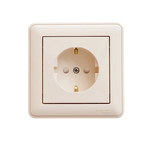 Systeme Electric Wessen 59 Беж Розетка с/з с защитными шторками (в сборе, с рамкой)