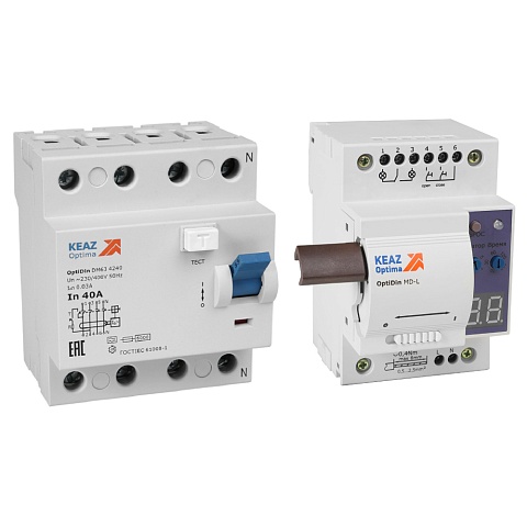 Моторпривод OptiDin MD-L-УХЛ4 + ВДТ без защиты от сверхтоков OptiDin DM63-4440-AС-УХЛ4 (4P, 40, 300mA)