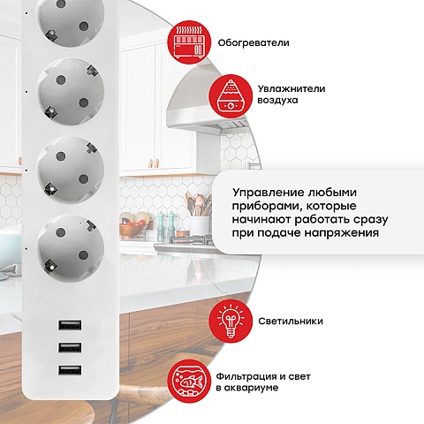 EKF PROxima Умный удлинитель Connect PRO Wi-Fi c USB