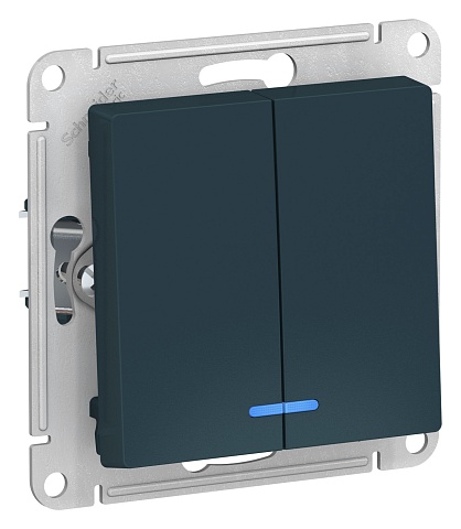 Systeme Electric AtlasDesign Изумруд Выключатель 2-клавишный с подсветкой, сх.5а, 10АХ, механизм