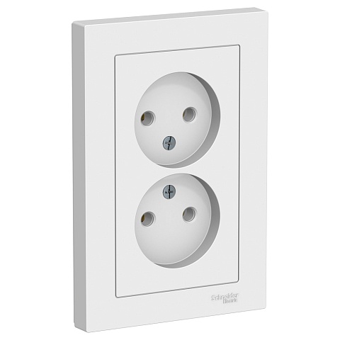 Systeme Electric AtlasDesign Бел Розетка б/з двойная, 16А, в сборе