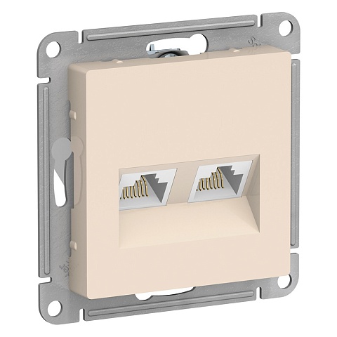 Systeme Electric AtlasDesign Беж Розетка двойная компьютерная RJ45+RJ45, кат.5E, механизм