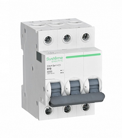 Systeme Electric City9 Set Автоматический выключатель (АВ) B 10А 3P 4.5kA 400В