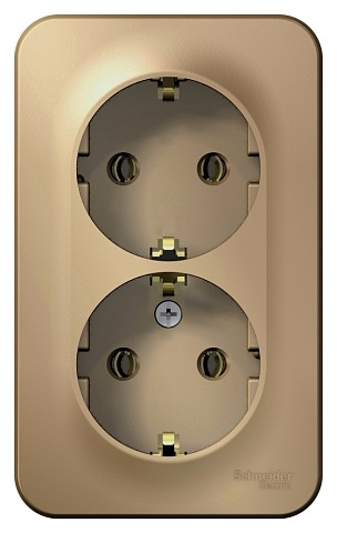Systeme Electric Blanca наруж Титан Розетка 2-ая с/з без шторок 16А, 250В, изолир. пластина
