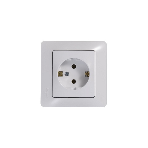Systeme Electric Glossa Бел Розетка с/з (в сборе с рамкой)