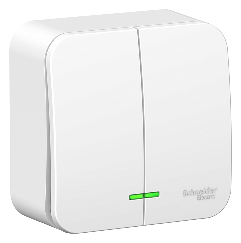Systeme Electric Blanca наруж Бел Выключатель 2-клавишный с подсветкой, 6А, 250В