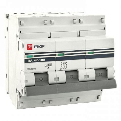 EKF PROxima  ВА 47-100 Автоматический выключатель  (С) 3P 63А 10kA