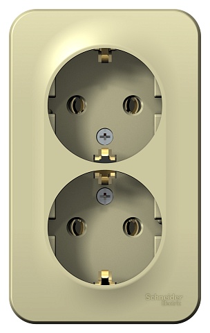 Systeme Electric Blanca наруж Беж Розетка 2-ая с/з без шторок, изолир. пластина 16А, 250В