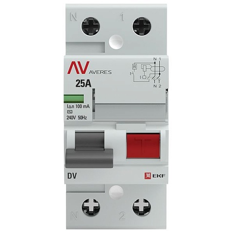 EKF Averes DV  УЗО 2P 25А/100мА (AC) электромеханическое