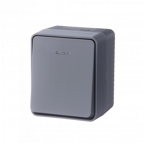 Systeme Electric AtlasDesign Profi54 Наруж Антрацит Выключатель 1-клавишный с подсветкой 10 АХ