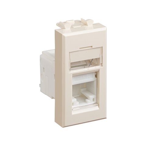 DKC Компьютерная розетка RJ-45 модульная, кат.5е, "Avanti", "Ванильная дымка", 1 модуль