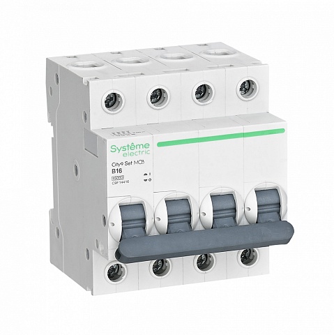 Systeme Electric City9 Set Автоматический выключатель (АВ) B 16А 4P 4.5kA 400В