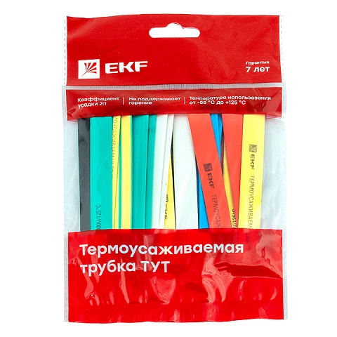 EKF PROxima Термоусаживаемая трубка ТУТ нг 12/6 набор:7 цветов по 3шт. 100мм.