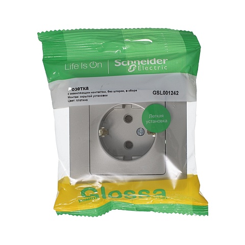 Systeme Electric Glossa Платина Розетка с/з (в сборе)