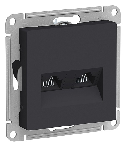 Systeme Electric AtlasDesign Карбон Розетка двойная компьютерная RJ45+RJ45, кат.5E, механизм