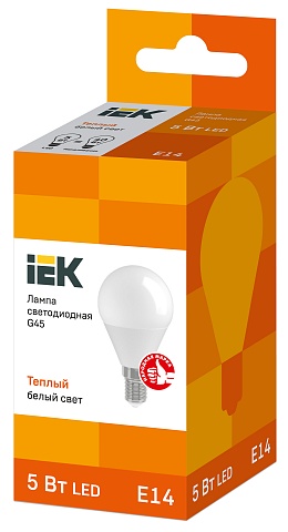 IEK Лампа светодиодная ECO G45 шар 5Вт 230В 3000К E14