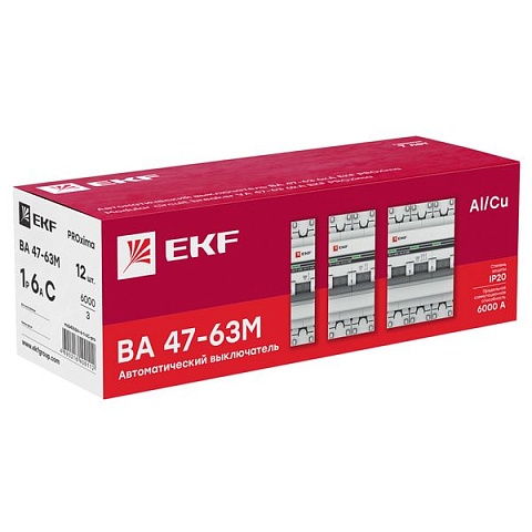 EKF PROxima ВА 47-63M  Автоматический выключатель  (С) 3P 16А 6кА с электромагнитным расцепителем