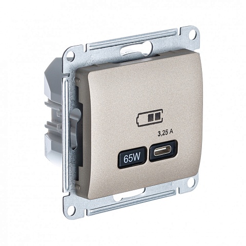 Systeme Electric Glossa Титан USB Розетка тип-C 65W высокоскор.заряд. QC, PD, мех.