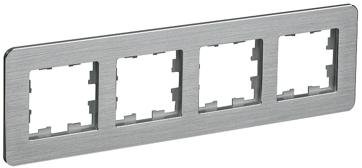 IEK BRITE DECOR /алюм метал. скругл.угол Рамка 4-м РУ-4-1-Бр RE AL