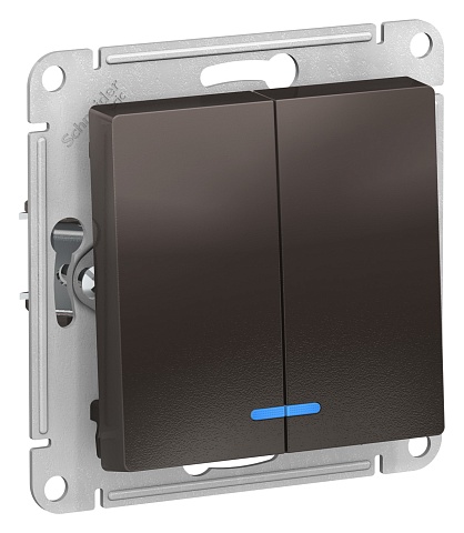 Systeme Electric AtlasDesign Мокко Выключатель 2-клавишный с подсветкой, сх.5а, 10АХ, механизм