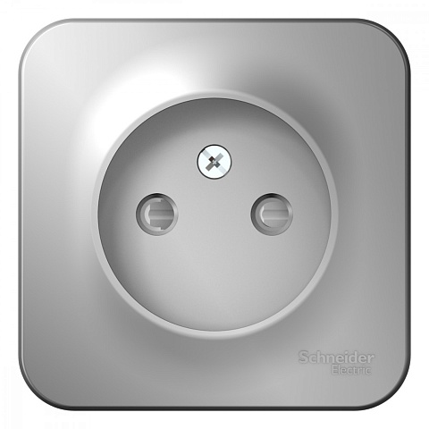 Systeme Electric Blanca наруж Алюминий Розетка б/з со шторками 16А, 250В, изолир. пластина