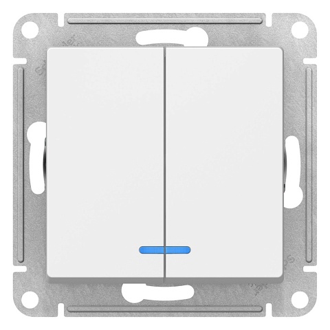 Systeme Electric AtlasDesign Лотос Выключатель 2-клавишный с подсветкой, сх.5а, 10АХ, механизм