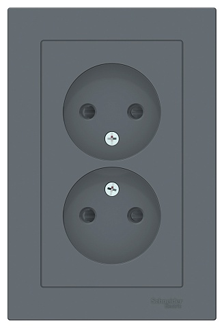 Systeme Electric AtlasDesign Грифель Розетка б/з двойная, со шторками,16А, в сборе