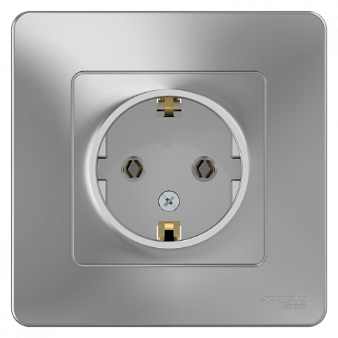 Systeme Electric Blanca внутр Алюминий Розетка с/з без шторок, 16А, 250В
