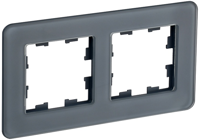 IEK BRITE DECOR Графит матовый стекло скругл.угол Рамка 2-м РУ-2-2-Бр RE