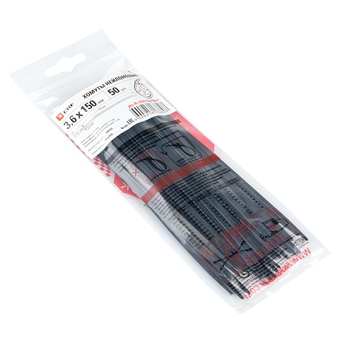 EKF PROxima Хомут P6.6 стандартный (ч), 3.6x150 (50шт) FlexLock