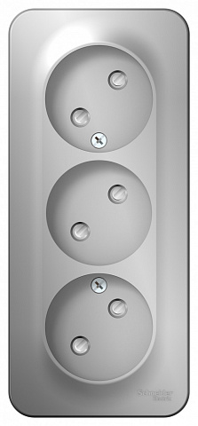Systeme Electric Blanca наруж Алюминий Розетка 3-ая б/з со шторками 16А, 250В, изолир. пластина