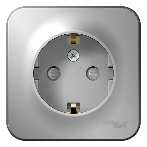 Systeme Electric Blanca наруж Алюминий Розетка с/з со шторками, 16А, 250В