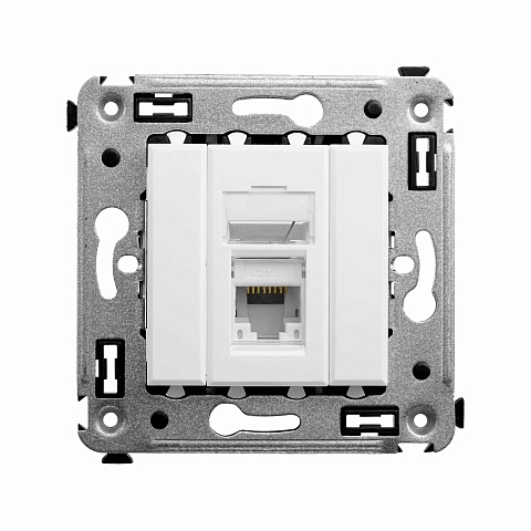 DKC Компьютерная розетка RJ-45 в стену, кат.6А одинарная, "Avanti", "Белое облако"