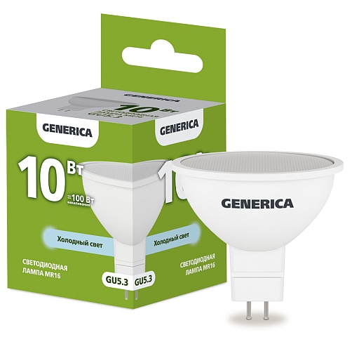 IEK GENERICA Лампа LED MR16 софит 10Вт 230В 6500К GU5.3