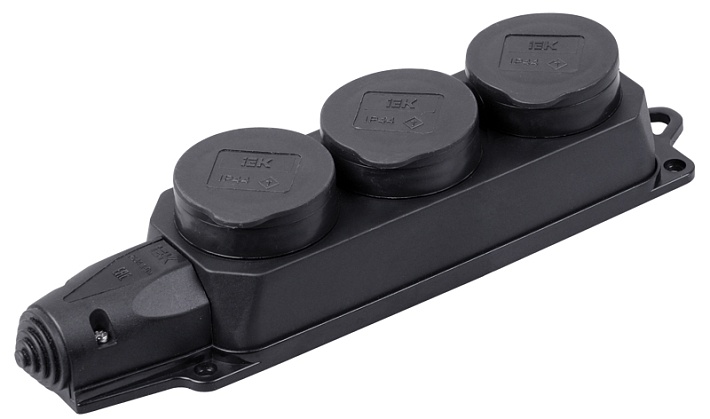 IEK OMEGA РБ33-1-0м Розетка (колодка) трехместная с защитными крышками IP44