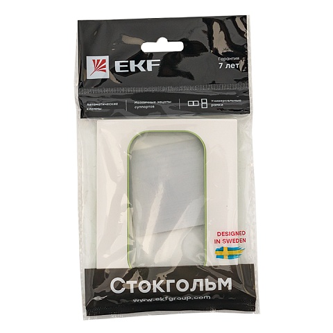 EKF PROxima Стокгольм Белый Линия зеленая Рамка для розетки 2-ой